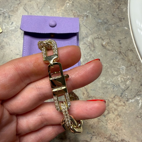 Melinda Maria Gold Frankie Pavé Chain Bracelet NEW - Picture 3 of 4